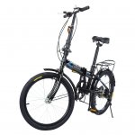 EINCCM Women's Folding Bikes 20in 7 Speed ??City Mini Bike Urban Commuters Aluminum Black