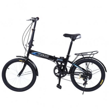 EINCCM Women's Folding Bikes 20in 7 Speed ??City Mini Bike Urban Commuters Aluminum Black