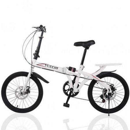 EINCCM Women's Folding Bikes 20in 7 Speed ??City Mini Bike Urban Commuters Aluminum White