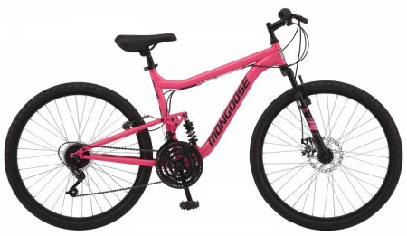 Mongoose Major Mountain Bike, 26-inch wheels, 21 speeds, pink, womens style frame