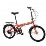 EINCCM 20in 7 Speed ??City Folding Mini Bike Aluminum Urban Commuters Aluminum Orange