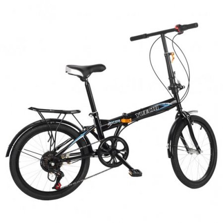 EINCCM Women's Folding Bikes 20in 7 Speed ??City Mini Bike Urban Commuters Aluminum Black