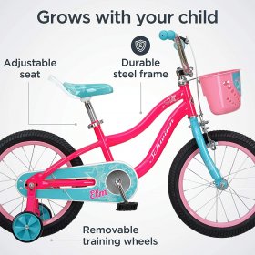 Schwinn Elm Girls Bike for Toddlers and Kids, 18-Inch Wheels, Pink
