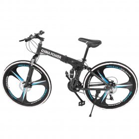 BEFOKA 26in Men's Mountain Bike 21-Speed Bicycle Full Suspension MTB Bikes,Junior Aluminum Full Folding Bike (Black)