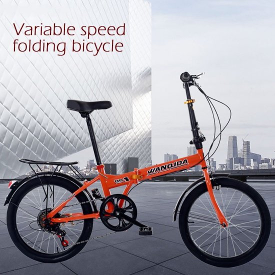 EINCCM 20in 7 Speed ??City Folding Mini Bike Aluminum Urban Commuters Aluminum Orange