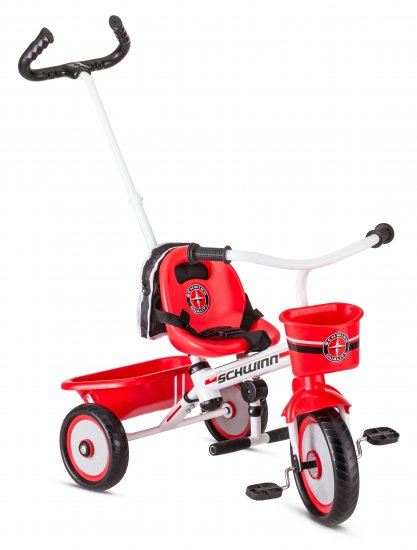 Schwinn Easy-Steer Tricycle with Push/Steer Handle, ages 2 - 4, red toddler bike