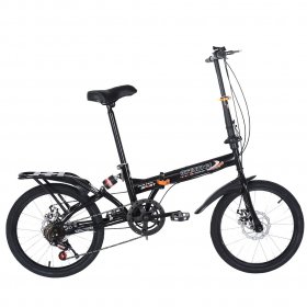 Botrong Adults\Students ?20-inch Wheels 7 Speed Drivetrain ??City Folding Mini Compact Bike High Tensile Steel Folding Frame Bicycle Urban Commuters,Black