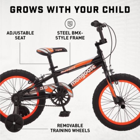 Mongoose Mutant Kids BMX-Style Bike, 16-inch wheels, ages 3 - 5