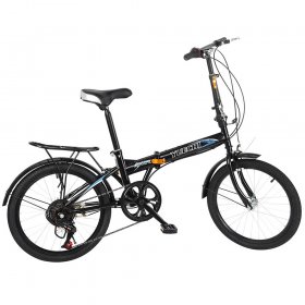 Botrong Leisure 20in 7 Speed City Folding Mini Compact Bike Bicycle Urban Commuters,Black