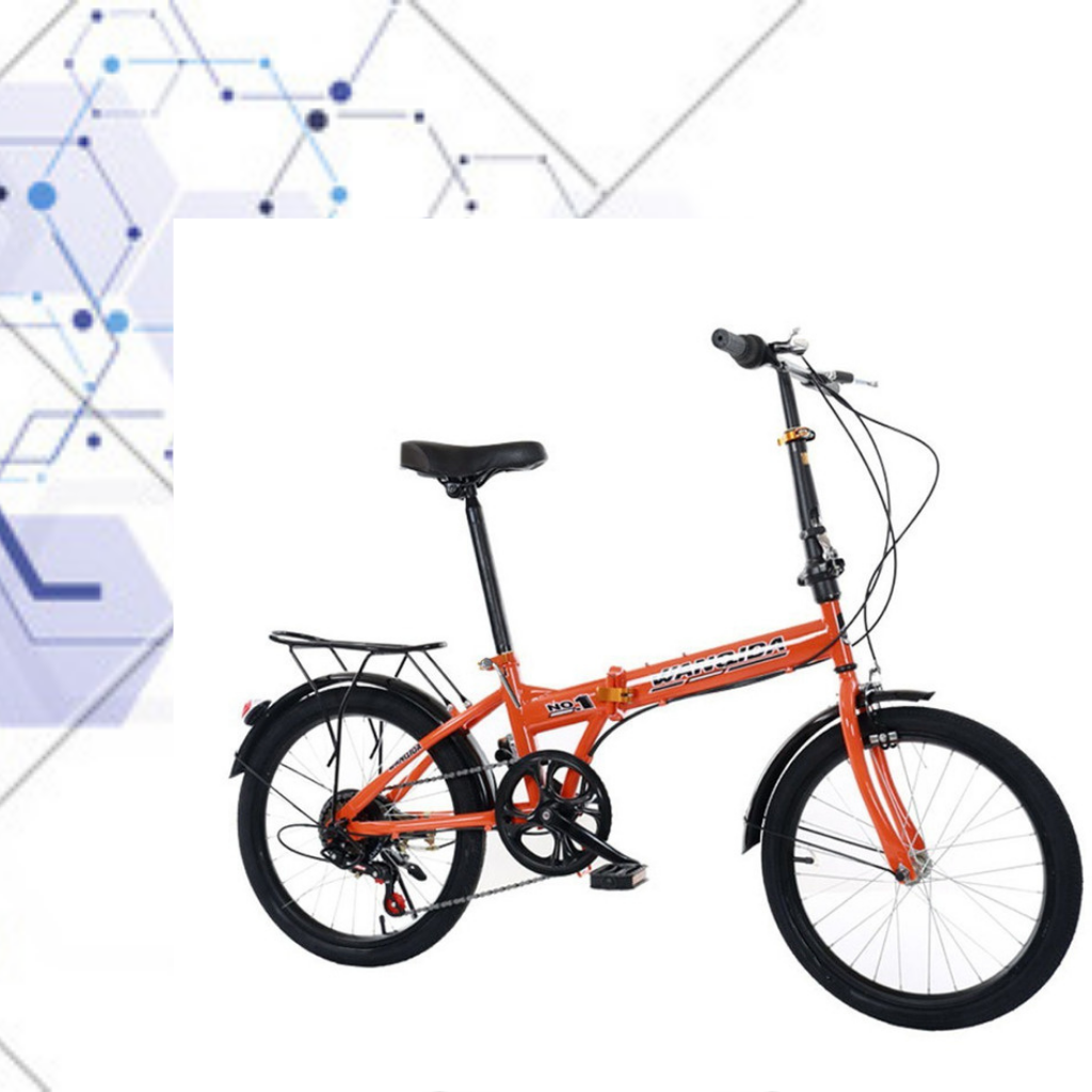 EINCCM 20in 7 Speed ??City Folding Mini Bike Aluminum Urban Commuters Aluminum Orange